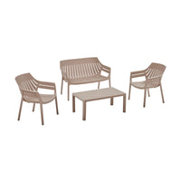 Spritz 4pc Outdoor Sofa Chair Lounge Coffee Table Set Taupe Brown