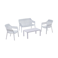 Spritz 4pc Outdoor Sofa Chair Lounge Coffee Table Set Taupe White