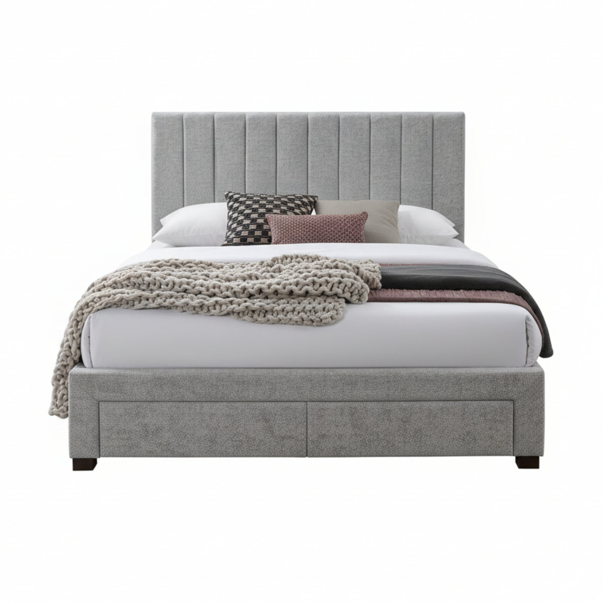 St Coco Double Bed Frame Storage Drawer Stone Grey