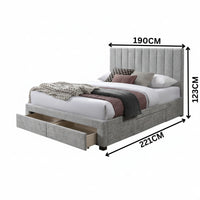 St Coco King Bed Frame Storage Drawer Stone Grey