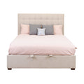 St James Queen Bed Frame Gas Lift Storage Oatmeal Beige
