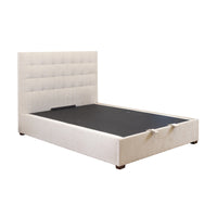 St James Queen Bed Frame Gas Lift Storage Oatmeal Beige