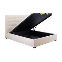 St James Queen Bed Frame Gas Lift Storage Oatmeal Beige