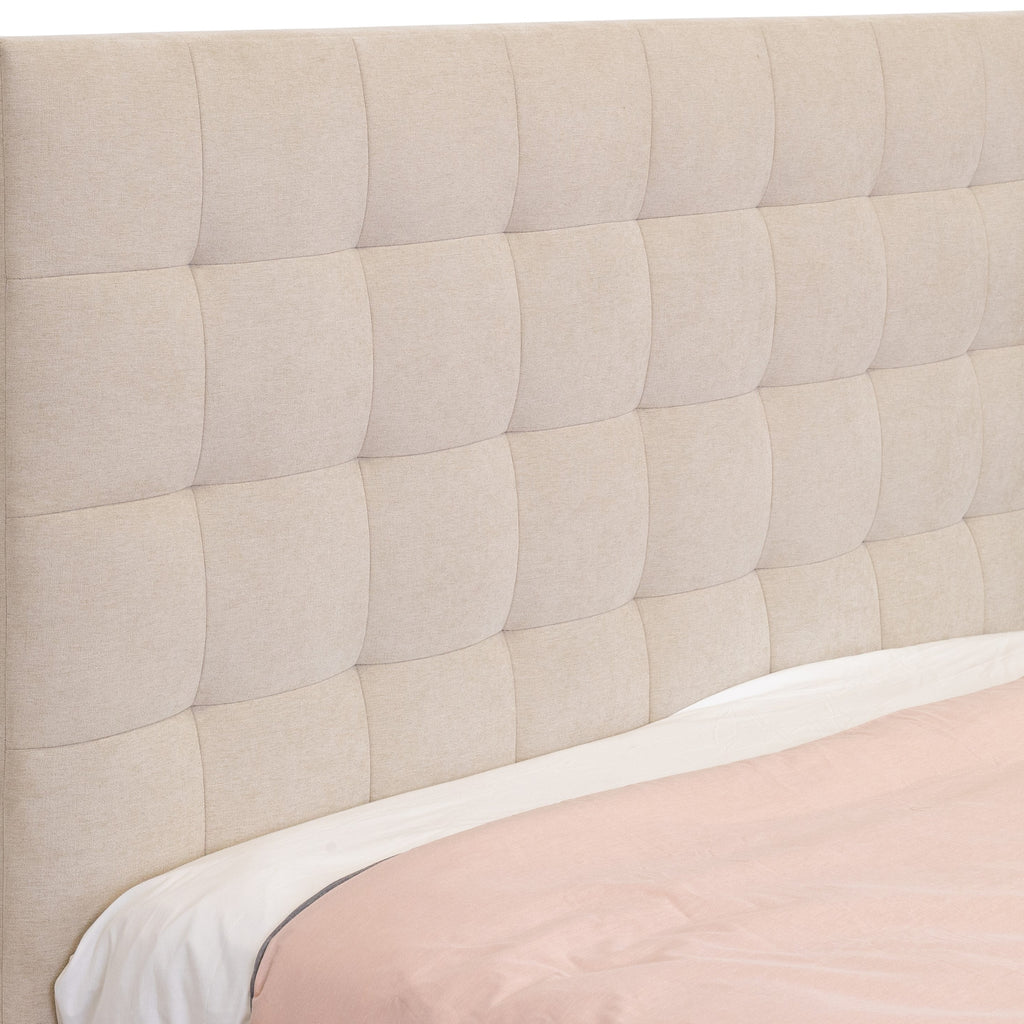 St James Queen Bed Frame Gas Lift Storage Oatmeal Beige