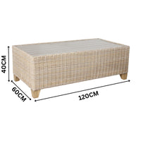 Stamford 120cm Wicker Outdoor Coffee Table Light Grey