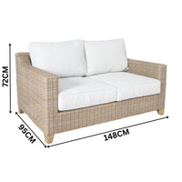 Stamford 2 Seater Outdoor Wicker Sofa Lounge Light Grey