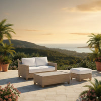 Stamford Outdoor Wicker Ottoman Chair Seat Light Grey