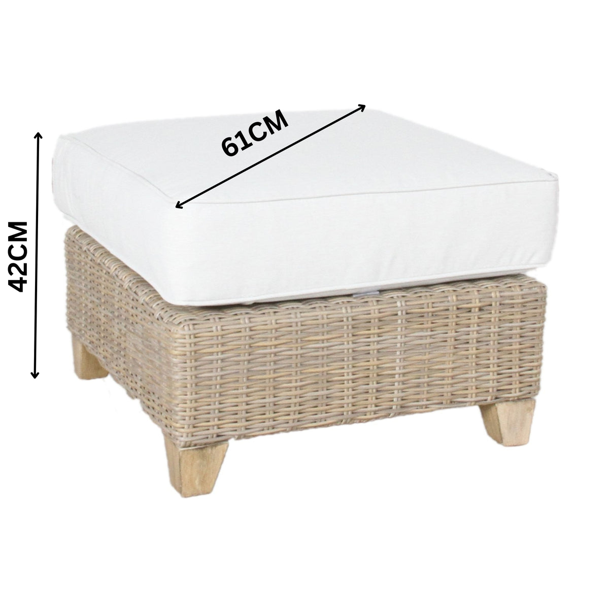Stamford Outdoor Wicker Ottoman Chair Seat Light Grey