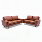 Stockholm 2 + 3 Seater Sofa Set Premium Faux Leather Tan