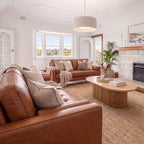 Stockholm 2 + 3 Seater Sofa Set Premium Faux Leather Tan