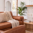 Stockholm 2 + 3 Seater Sofa Set Premium Faux Leather Tan