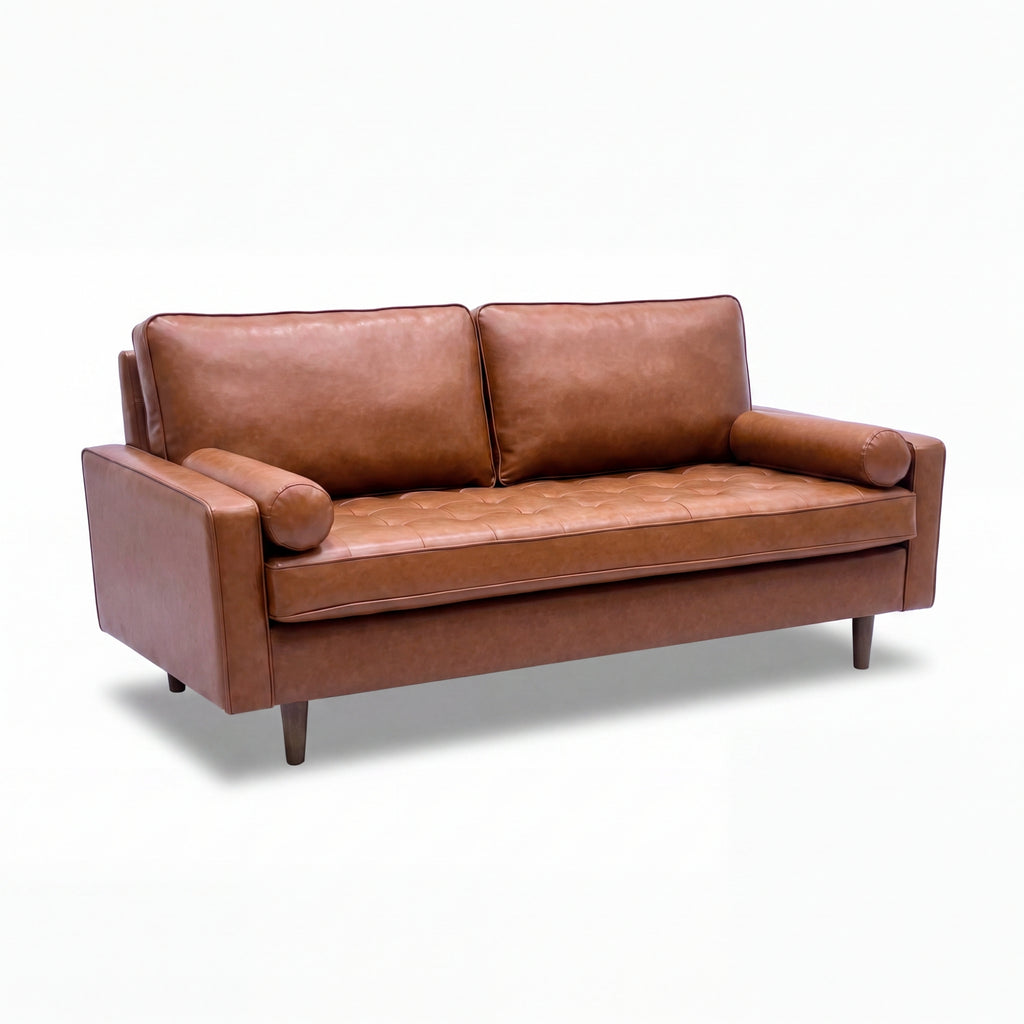 Stockholm 2 + 3 Seater Sofa Set Premium Faux Leather Tan