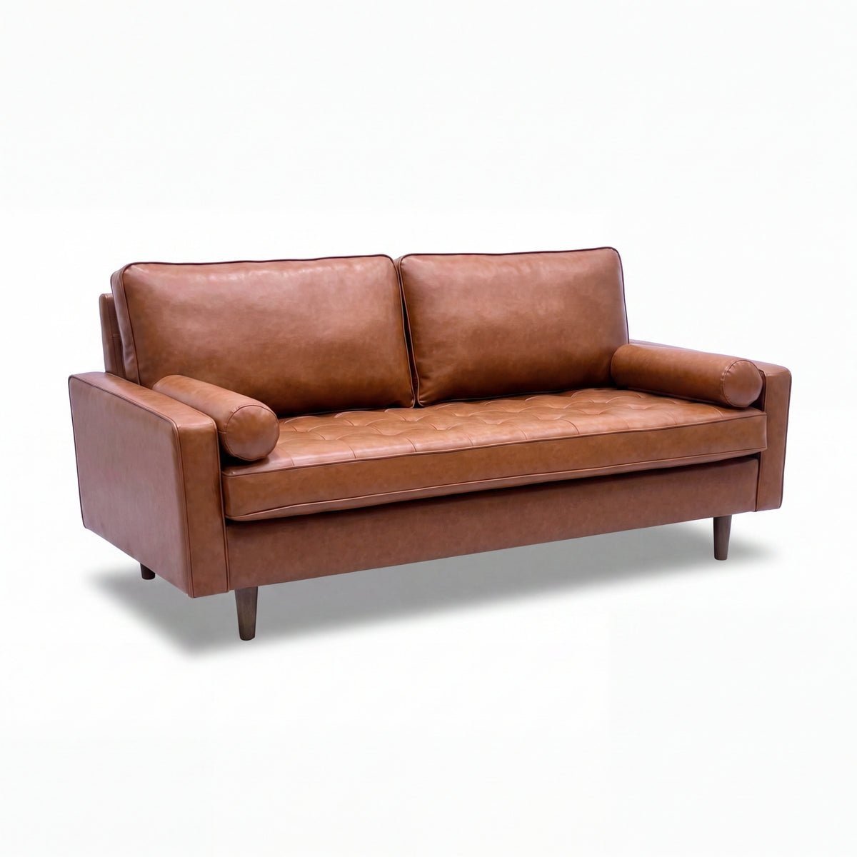 Stockholm 2 + 3 Seater Sofa Set Premium Faux Leather Tan