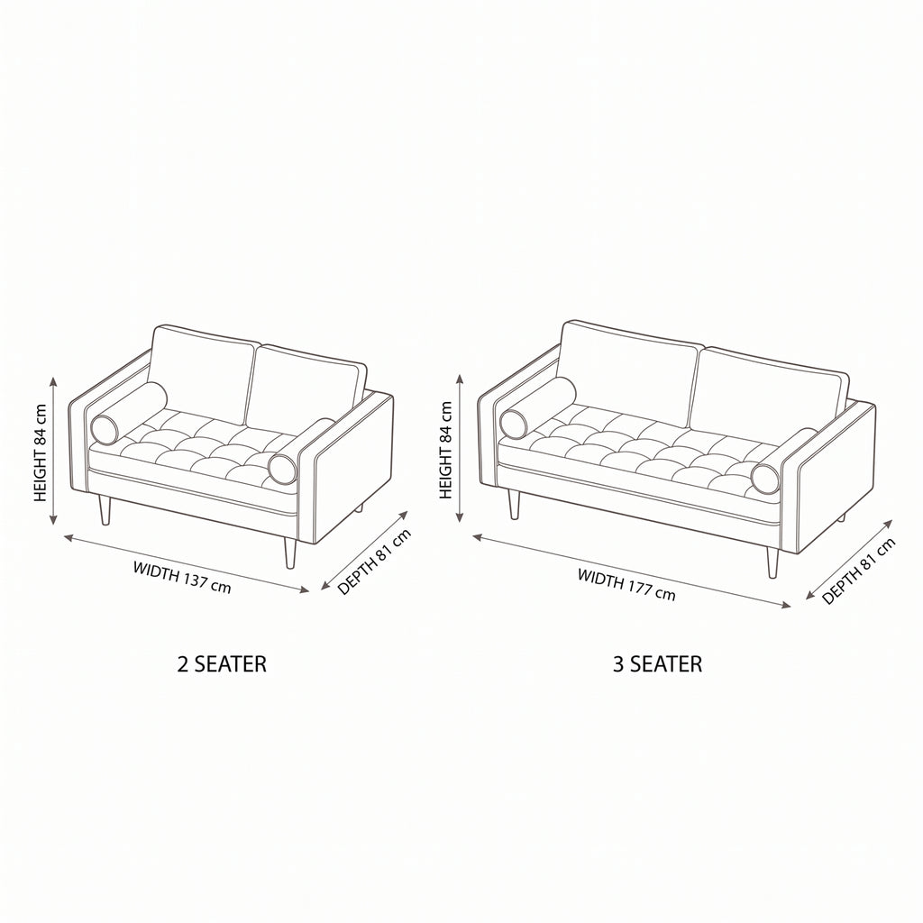 Stockholm 2 + 3 Seater Sofa Set Premium Faux Leather Tan