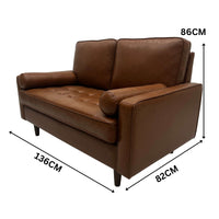 Stockholm 2 Seater Sofa Premium Faux Leather Tan