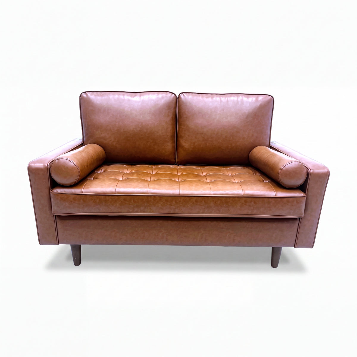 Stockholm 2 Seater Sofa Premium Faux Leather Tan