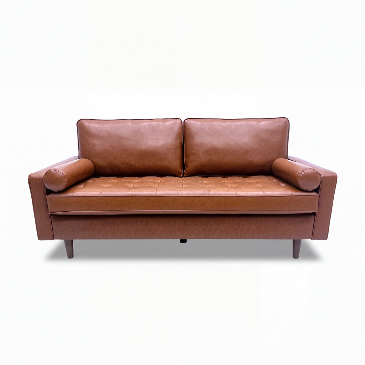 Stockholm 3 Seater Sofa Premium Faux Leather Tan