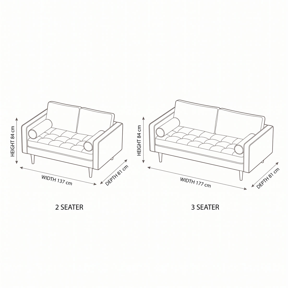 Stockholm 3 Seater Sofa Premium Faux Leather Tan