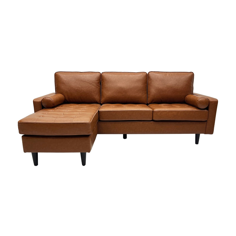 Stockholm 4 Seater Sofa LHF Chaise Premium Faux Leather Sofa Tan