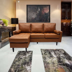 Stockholm 4 Seater Sofa LHF Chaise Premium Faux Leather Sofa Tan