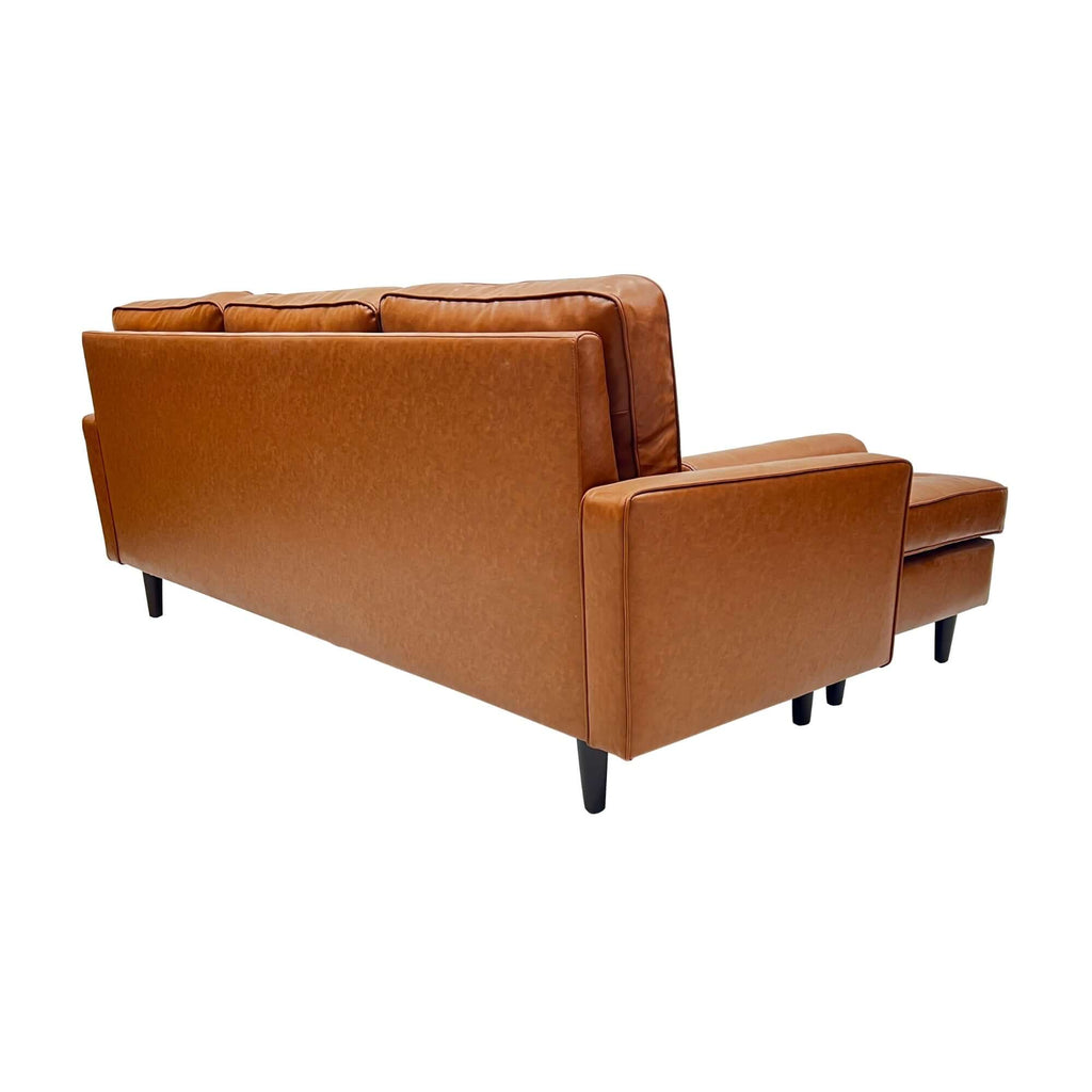 Stockholm 4 Seater Sofa LHF Chaise Premium Faux Leather Sofa Tan