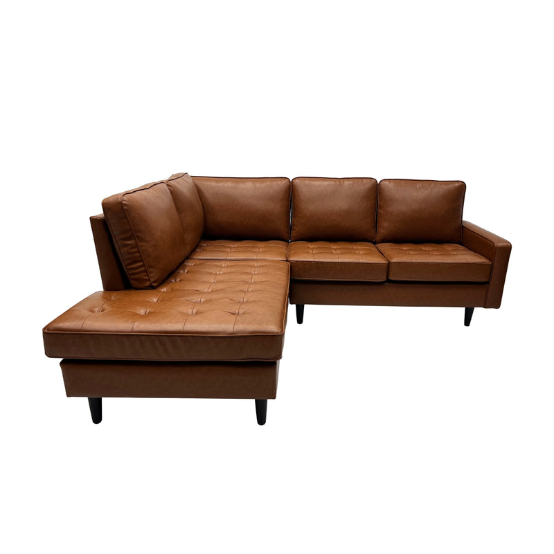 Stockholm 5 Seater Sofa LHF Chaise Premium Faux Leather Sofa Tan