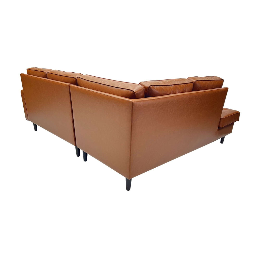 Stockholm 5 Seater Sofa LHF Chaise Premium Faux Leather Sofa Tan
