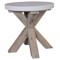 Stony Lamp Table with Concrete Top White 50cm - Round