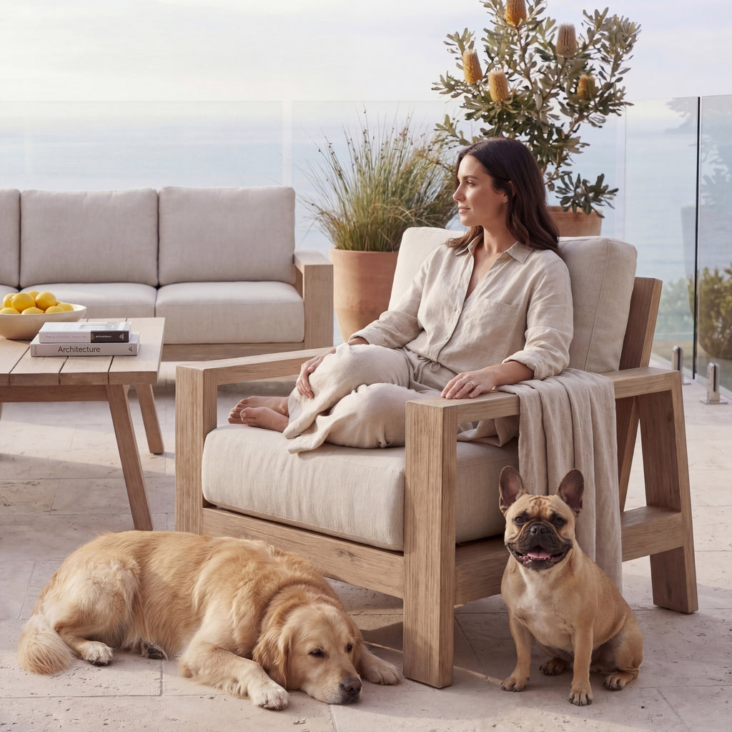 Stud 1 Seater Outdoor Sofa Lounge Chair White Wash