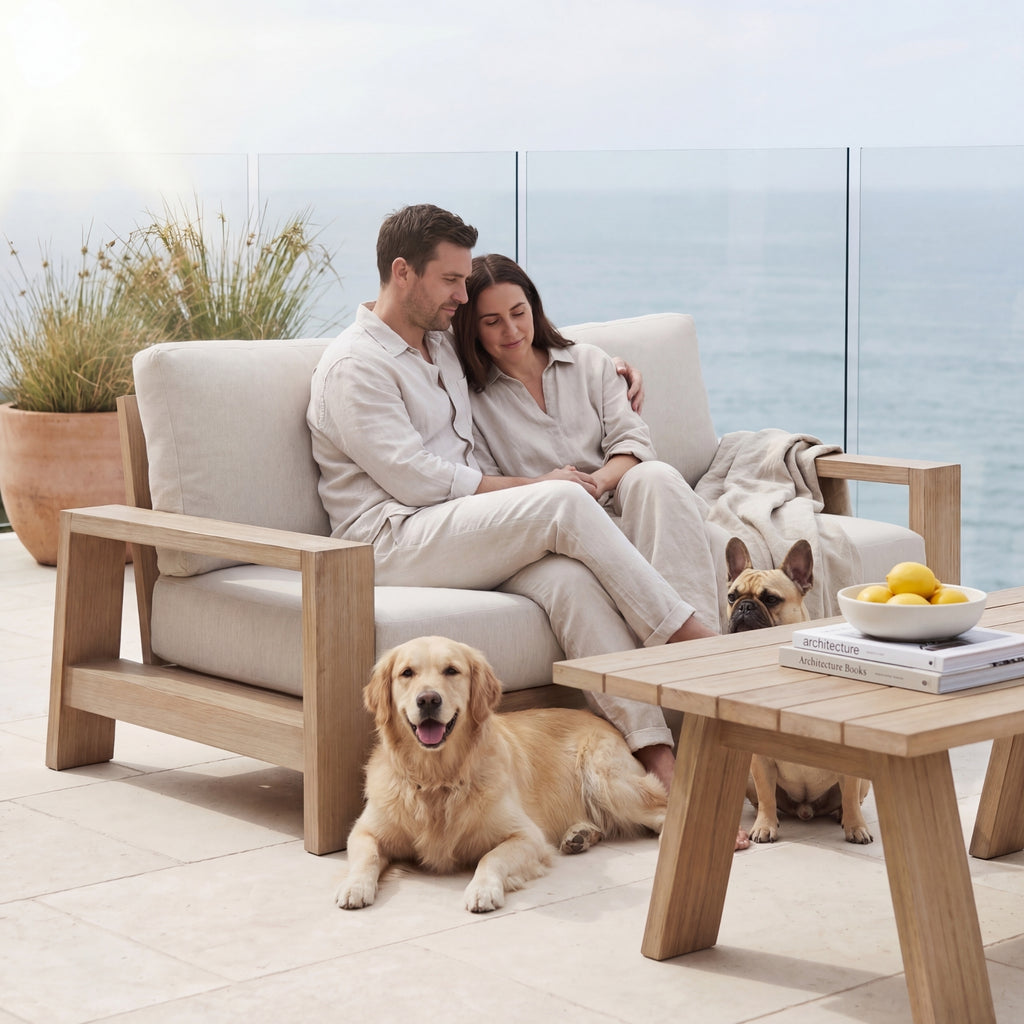 Stud 2 Seater Outdoor Sofa Lounge White Wash
