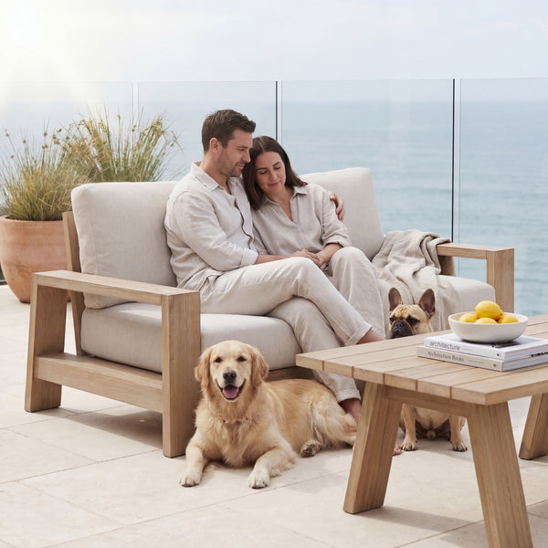 Stud 2 Seater Outdoor Sofa Lounge White Wash