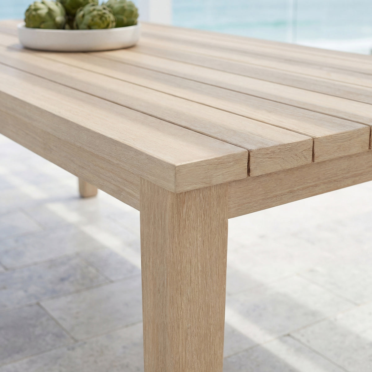 Stud 220cm Outdoor Dining Table White Wash