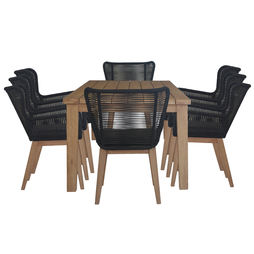 Stud 220cm Outdoor Patio Dining Table Eucalyptus Solid Timber Wood Frame