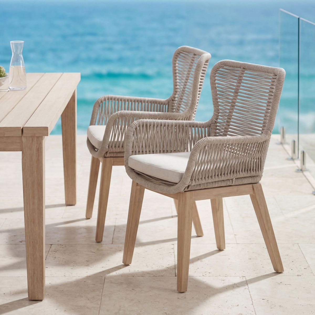 Stud 2pc Set Outdoor Chair White Wash