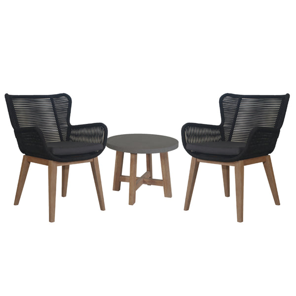Stud 3pc 1+1 Seater Outdoor Sofa Chair Lounge Set with Polycement Side Table