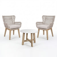 Stud 3pc Chat Set Outdoor Chair Coffee Table White Wash