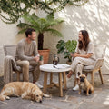 Stud 3pc Chat Set Outdoor Chair Coffee Table White Wash
