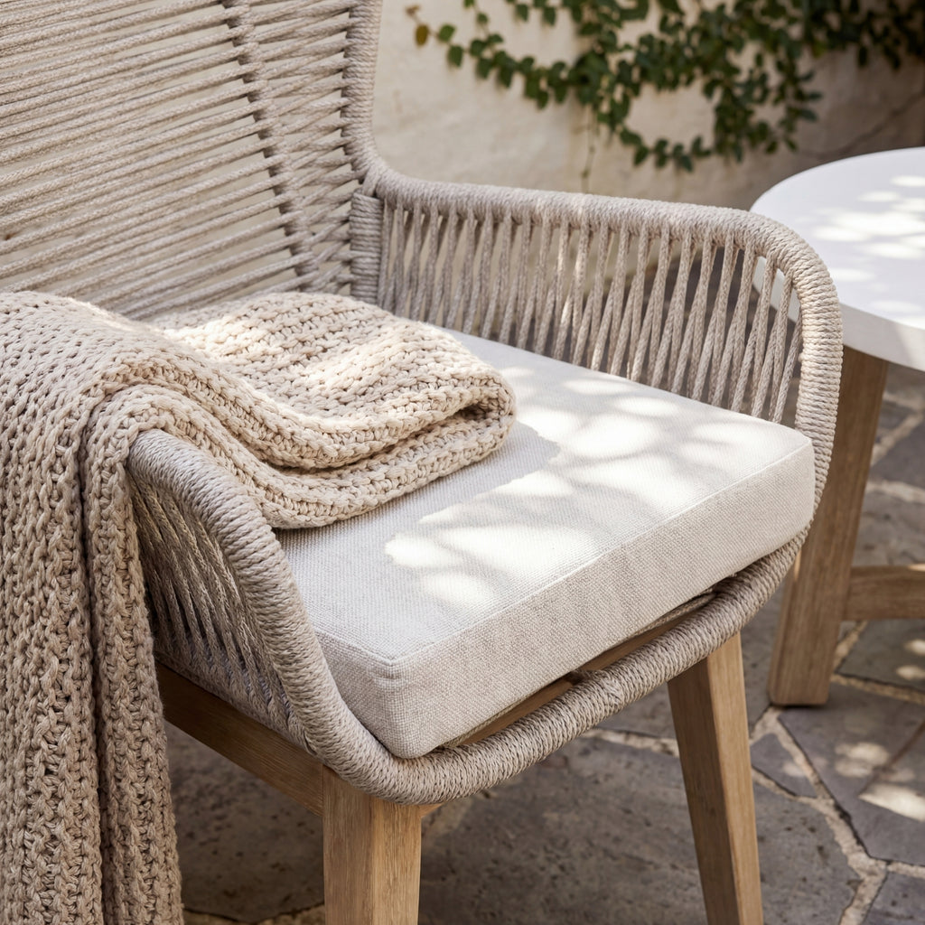 Stud 3pc Chat Set Outdoor Chair Coffee Table White Wash