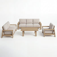 Stud 4pc Set Outdoor Sofa Lounge Chair Cofee Table White Wash