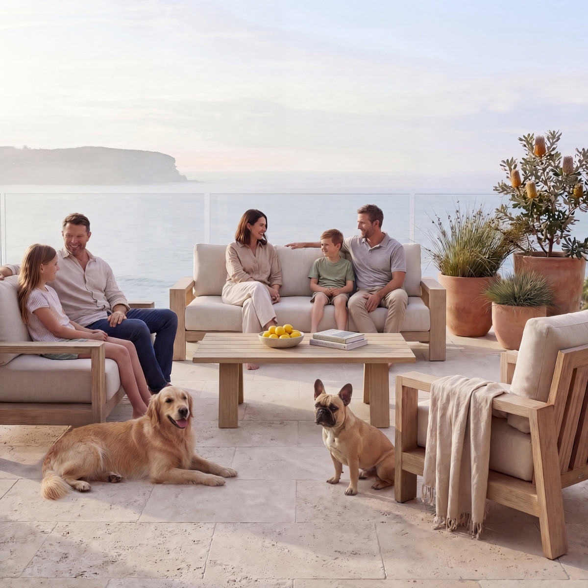 Stud 4pc Set Outdoor Sofa Lounge Chair Cofee Table White Wash