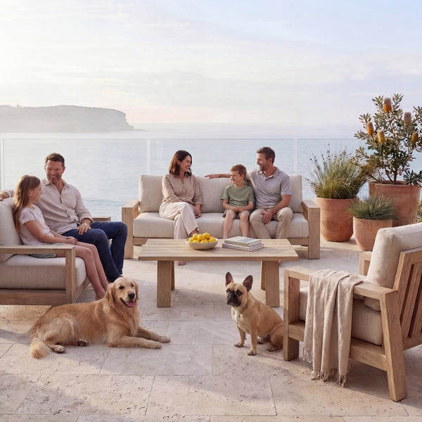 Stud 4pc Set Outdoor Sofa Lounge Chair Cofee Table White Wash