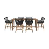 Stud 7pc Outdoor High Bar Dining Set 6 Barstool Chair 240cm Timber Table