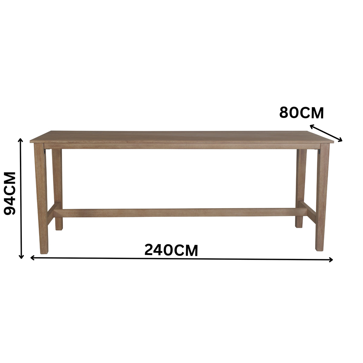 Stud 7pc Outdoor High Bar Dining Set 6 Barstool Chair 240cm Timber Table