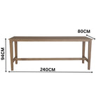Stud 7pc Outdoor High Bar Dining Set 6 Barstool Chair 240cm Timber Table