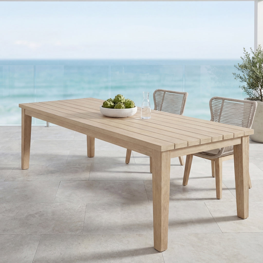 Stud 9pc Set Outdoor Dining Table Chair White Wash