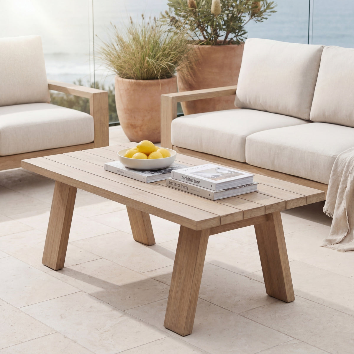Stud Outdoor Coffee Table White Wash