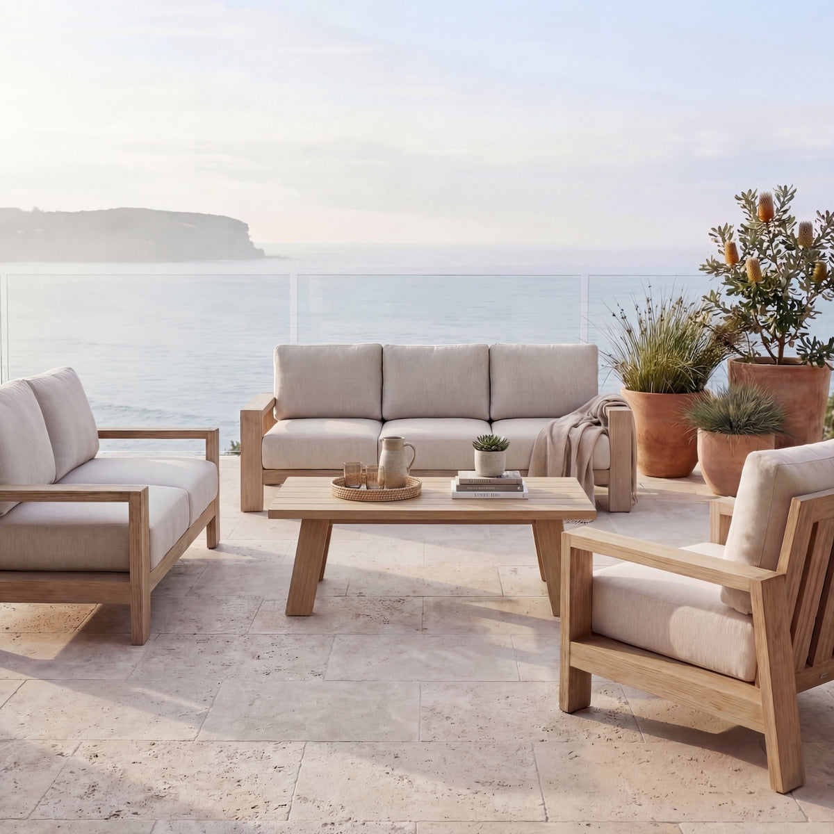 Stud Outdoor Coffee Table White Wash