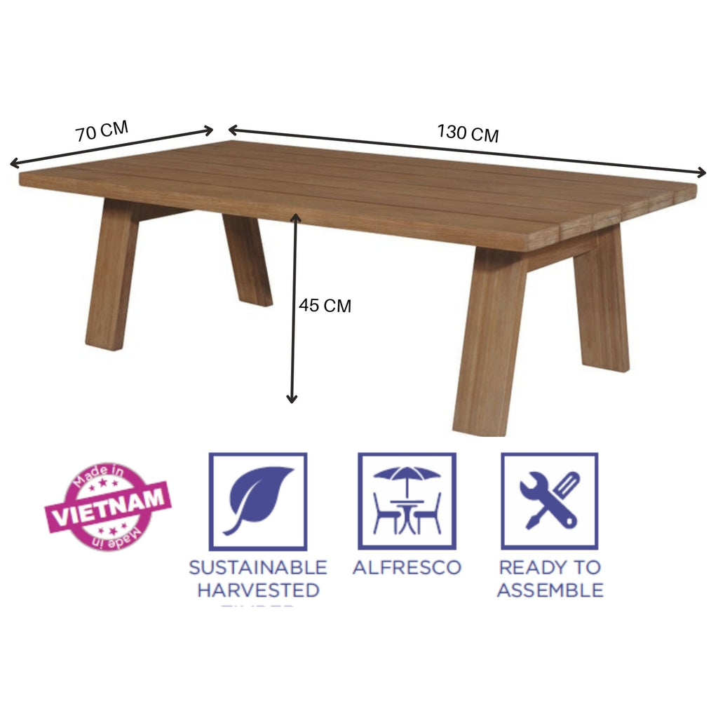 Stud Outdoor Patio Coffee Table Eucalyptus Solid Timber Wood Frame
