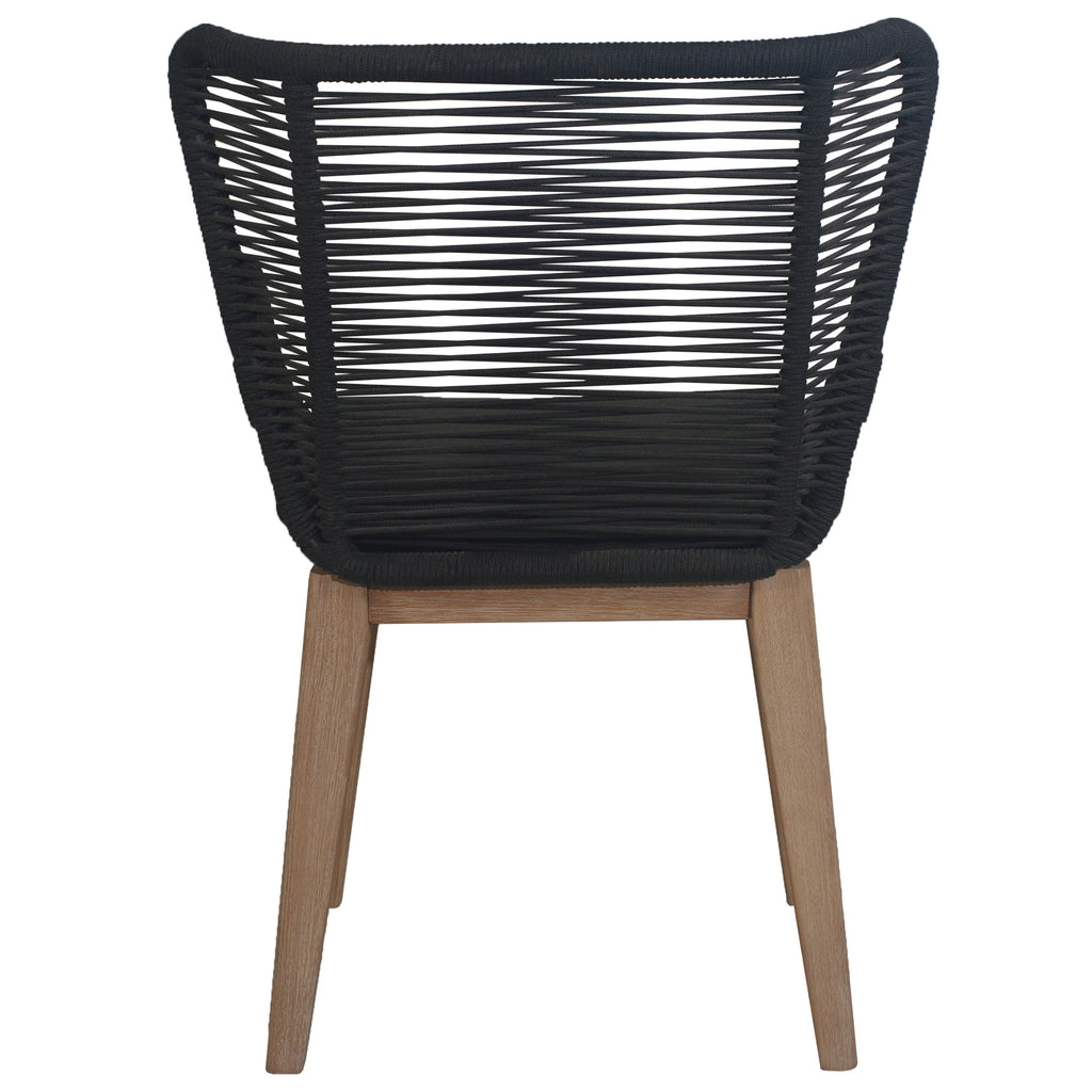 Stud Set of 2 Rope Outdoor Dining Chair with Solid Eucalyptus Timber Wood Frame