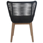 Stud Set of 2 Rope Outdoor Dining Chair with Solid Eucalyptus Timber Wood Frame